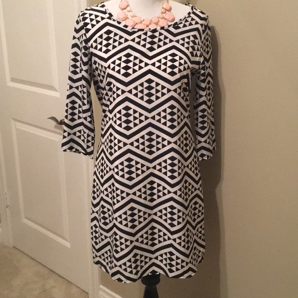 3/4 sleeve print dress